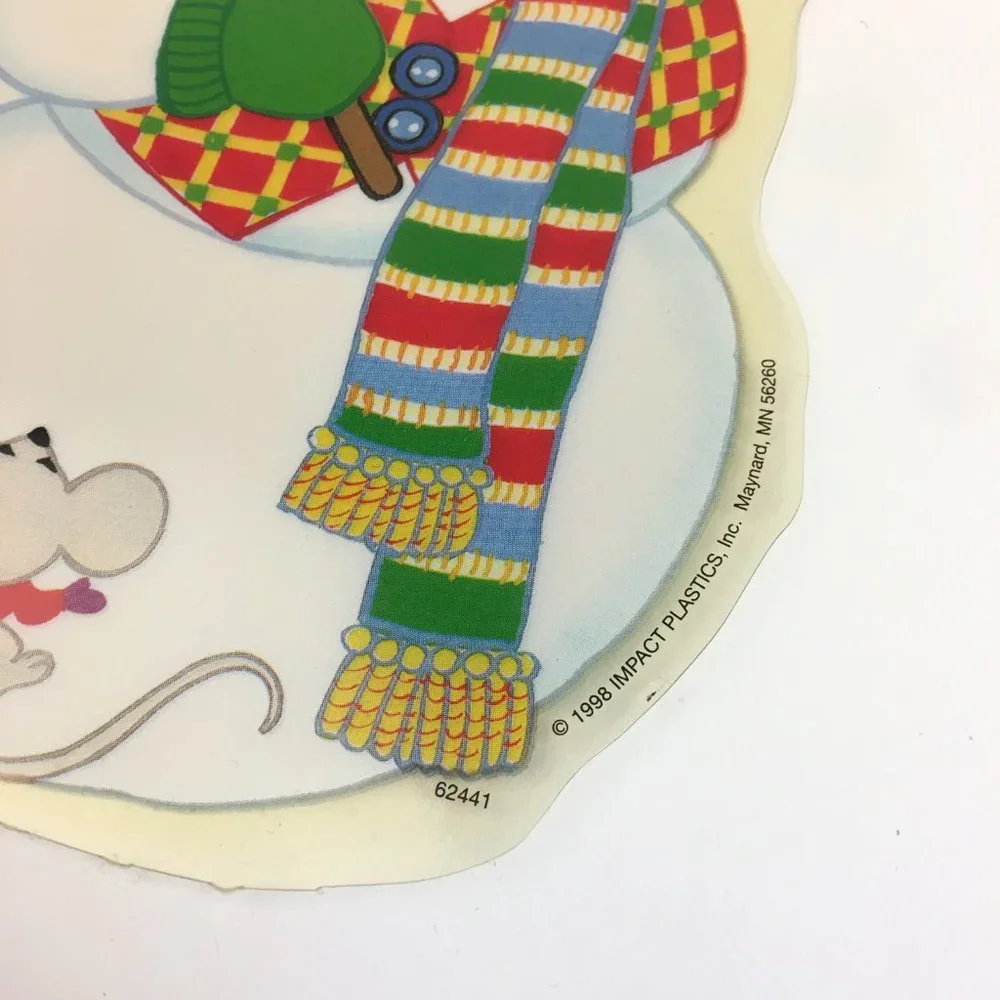 Vtg Impact Plastics Color Clings Happy Holidays Snowman Angels‎ Christmas Winter